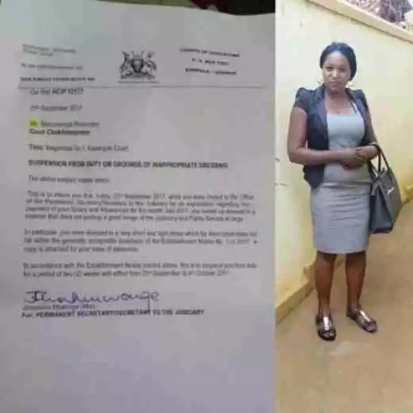 Ugandan Court Clerk Suspended For Dressing Too "Sexy" (Photo)
